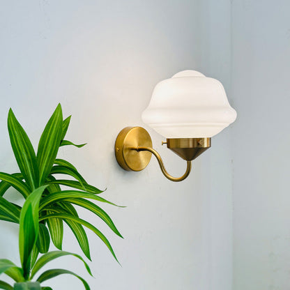 Mid-Century Round Oval Iron Glass 1-Light Wall Sconce Lamp