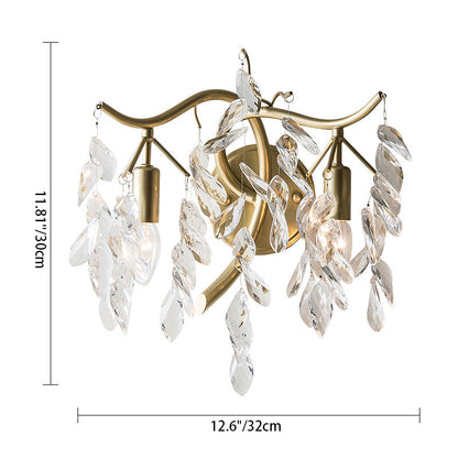 Curve Tassel Shape Iron Crystal 2-Light Wall Sconce Lamp