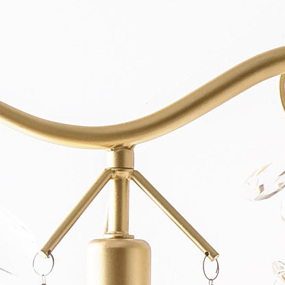 Curve Tassel Shape Iron Crystal 2-Light Wall Sconce Lamp
