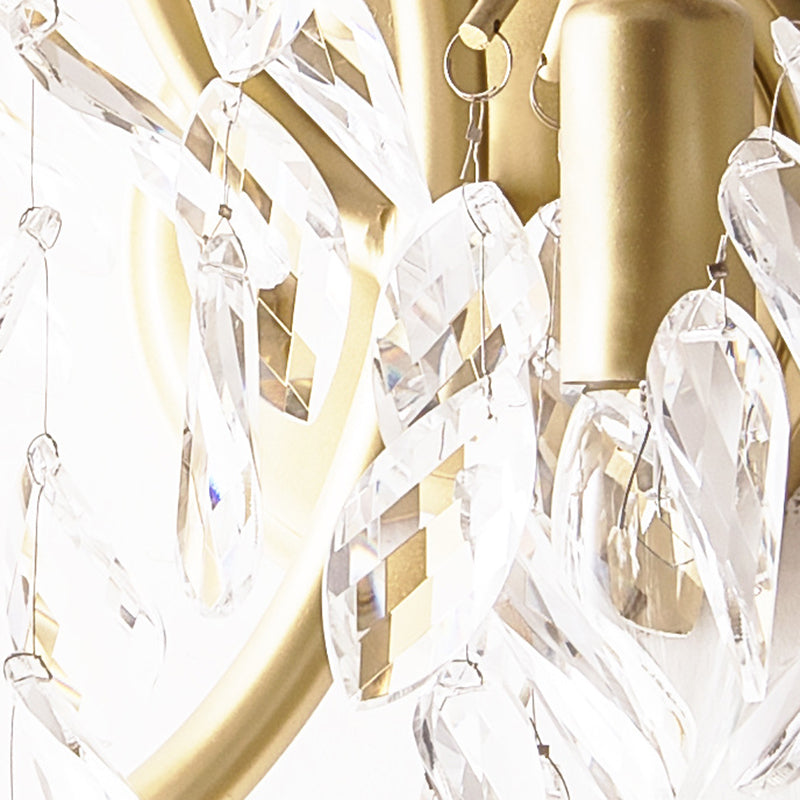 Curve Tassel Shape Iron Crystal 2-Light Wall Sconce Lamp
