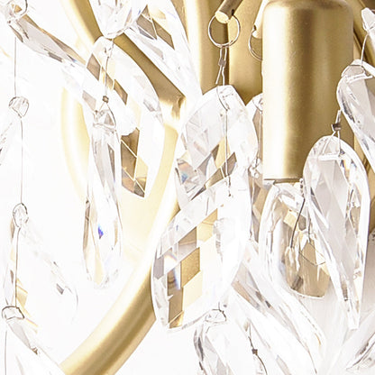 Curve Tassel Shape Iron Crystal 2-Light Wall Sconce Lamp