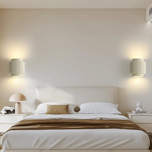 Scandinavian Cream Cylinder Resin 2-Light Wall Sconce Lamp