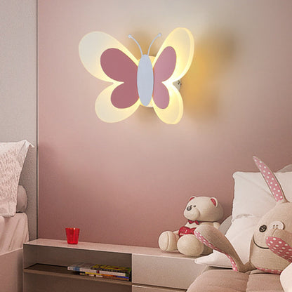 Cartoon Butterfly Shape Iron Acrylic LED Wall Sconce Lamp
