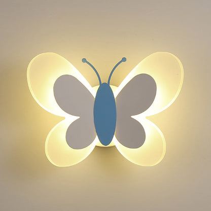 Cartoon Butterfly Shape Iron Acrylic LED Wall Sconce Lamp