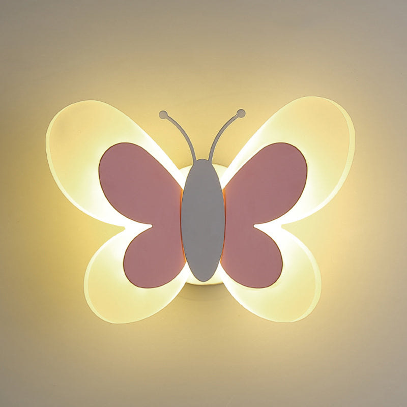 Cartoon Butterfly Shape Iron Acrylic LED Wall Sconce Lamp