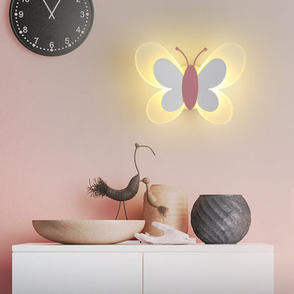 Cartoon Butterfly Shape Iron Acrylic LED Wall Sconce Lamp