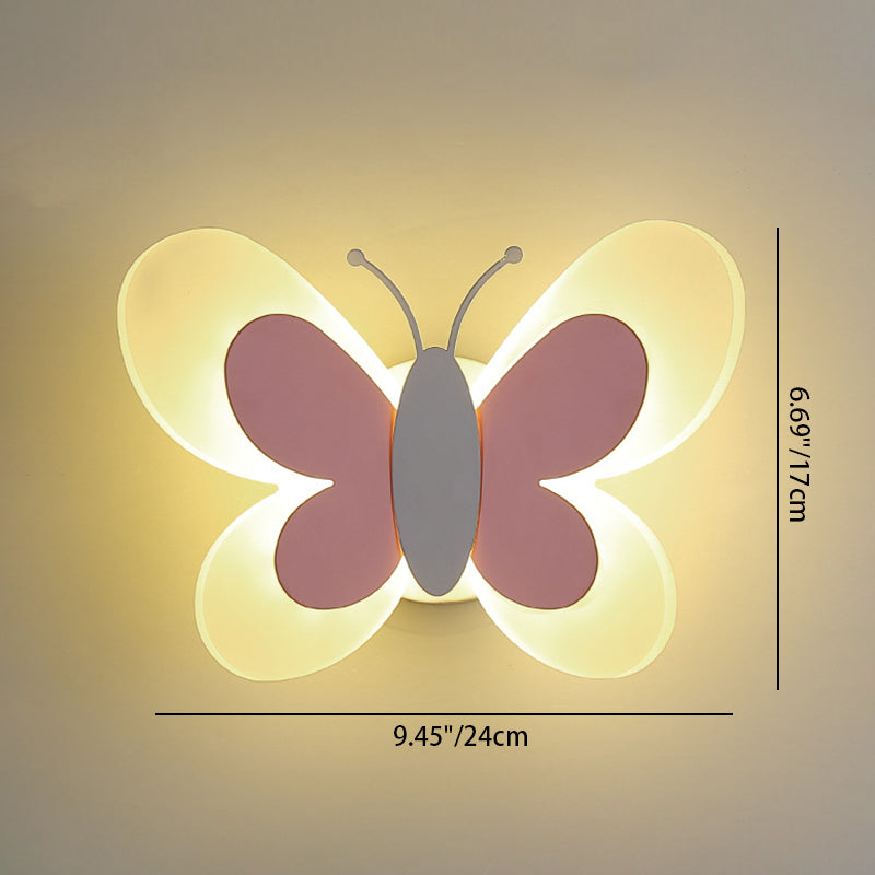 Cartoon Butterfly Shape Iron Acrylic LED Wall Sconce Lamp