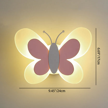 Cartoon Butterfly Shape Iron Acrylic LED Wall Sconce Lamp