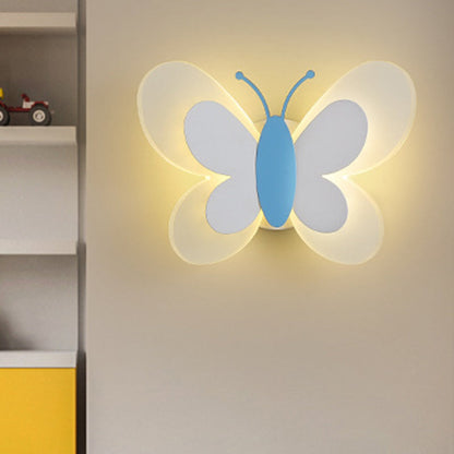 Cartoon Butterfly Shape Iron Acrylic LED Wall Sconce Lamp