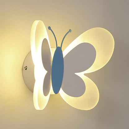 Cartoon Butterfly Shape Iron Acrylic LED Wall Sconce Lamp