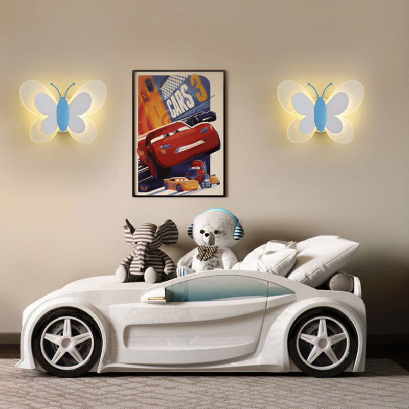 Cartoon Butterfly Shape Iron Acrylic LED Wall Sconce Lamp