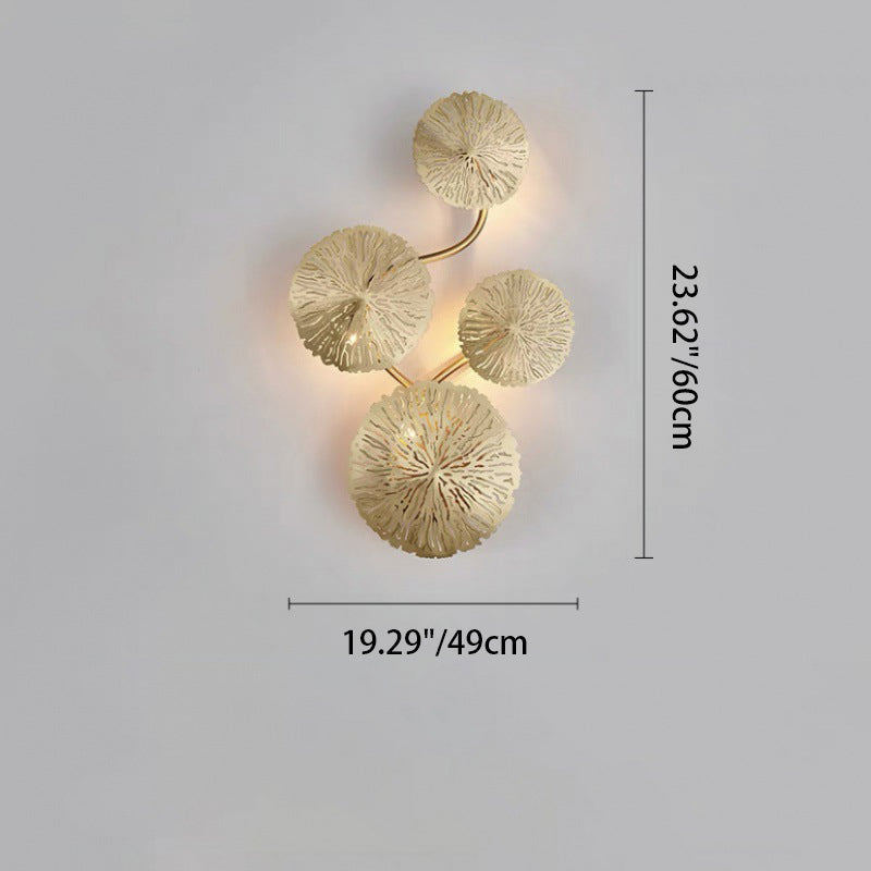 Round Leaf Stainless Steel 4/5/6/8 Light Wall Sconce Lamp