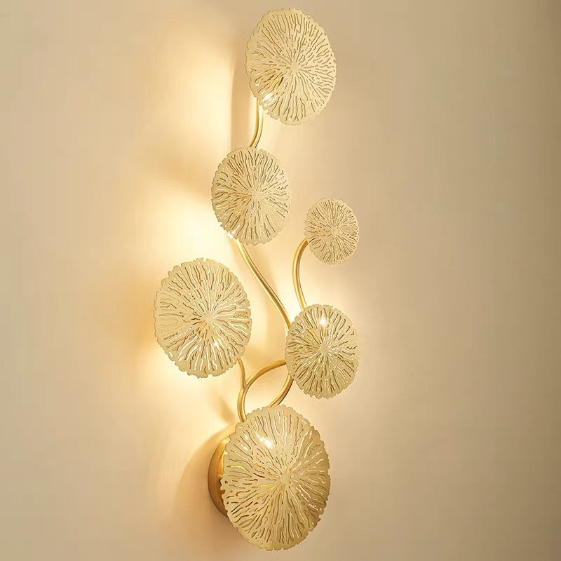 Round Leaf Stainless Steel 4/5/6/8 Light Wall Sconce Lamp