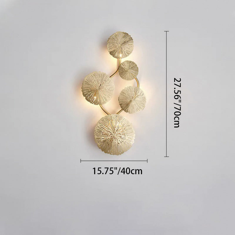 Round Leaf Stainless Steel 4/5/6/8 Light Wall Sconce Lamp