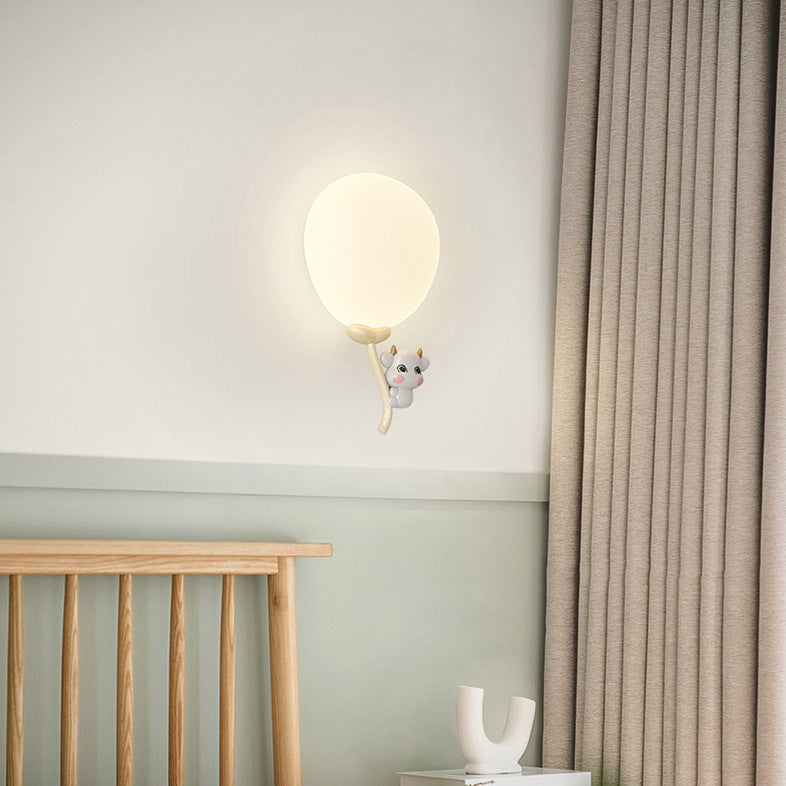 Cream Monkey Cow Spaceman Bear PE Iron LED Wall Sconce Lamp