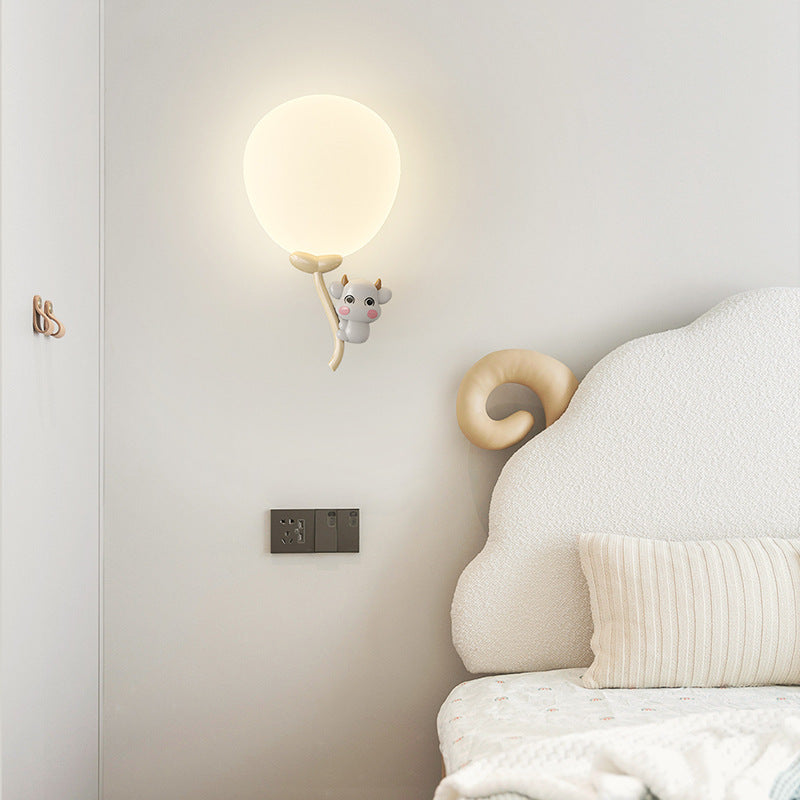 Cream Monkey Cow Spaceman Bear PE Iron LED Wall Sconce Lamp