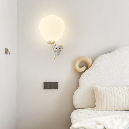 Cream Monkey Cow Spaceman Bear PE Iron LED Wall Sconce Lamp