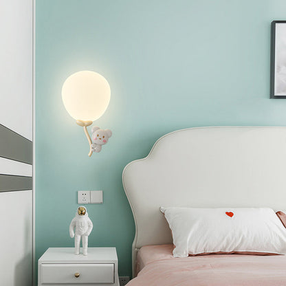 Cream Monkey Cow Spaceman Bear PE Iron LED Wall Sconce Lamp