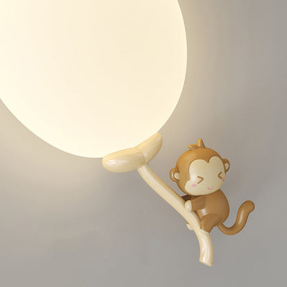 Cream Monkey Cow Spaceman Bear PE Iron LED Wall Sconce Lamp