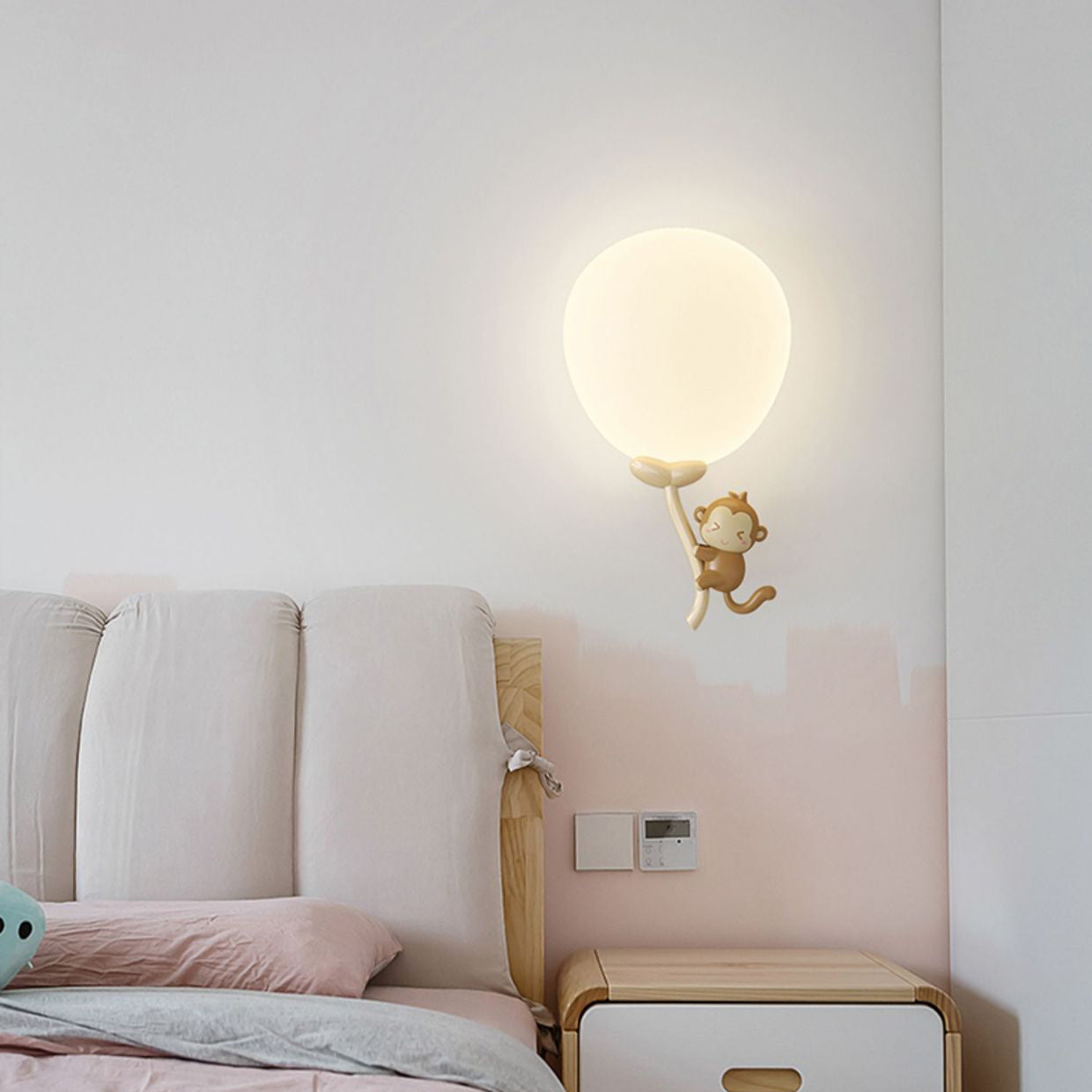 Cream Monkey Cow Spaceman Bear PE Iron LED Wall Sconce Lamp