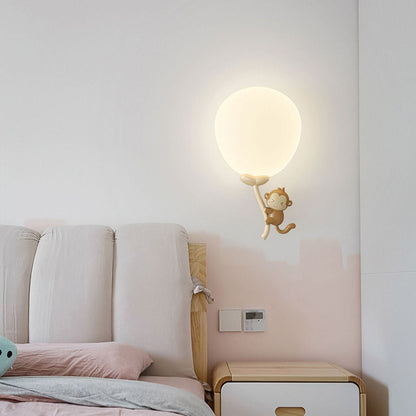 Cream Monkey Cow Spaceman Bear PE Iron LED Wall Sconce Lamp