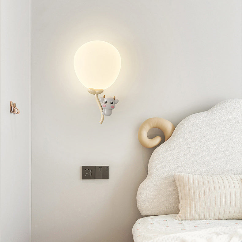 Cream Monkey Cow Spaceman Bear PE Iron LED Wall Sconce Lamp