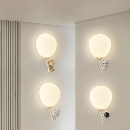 Cream Monkey Cow Spaceman Bear PE Iron LED Wall Sconce Lamp
