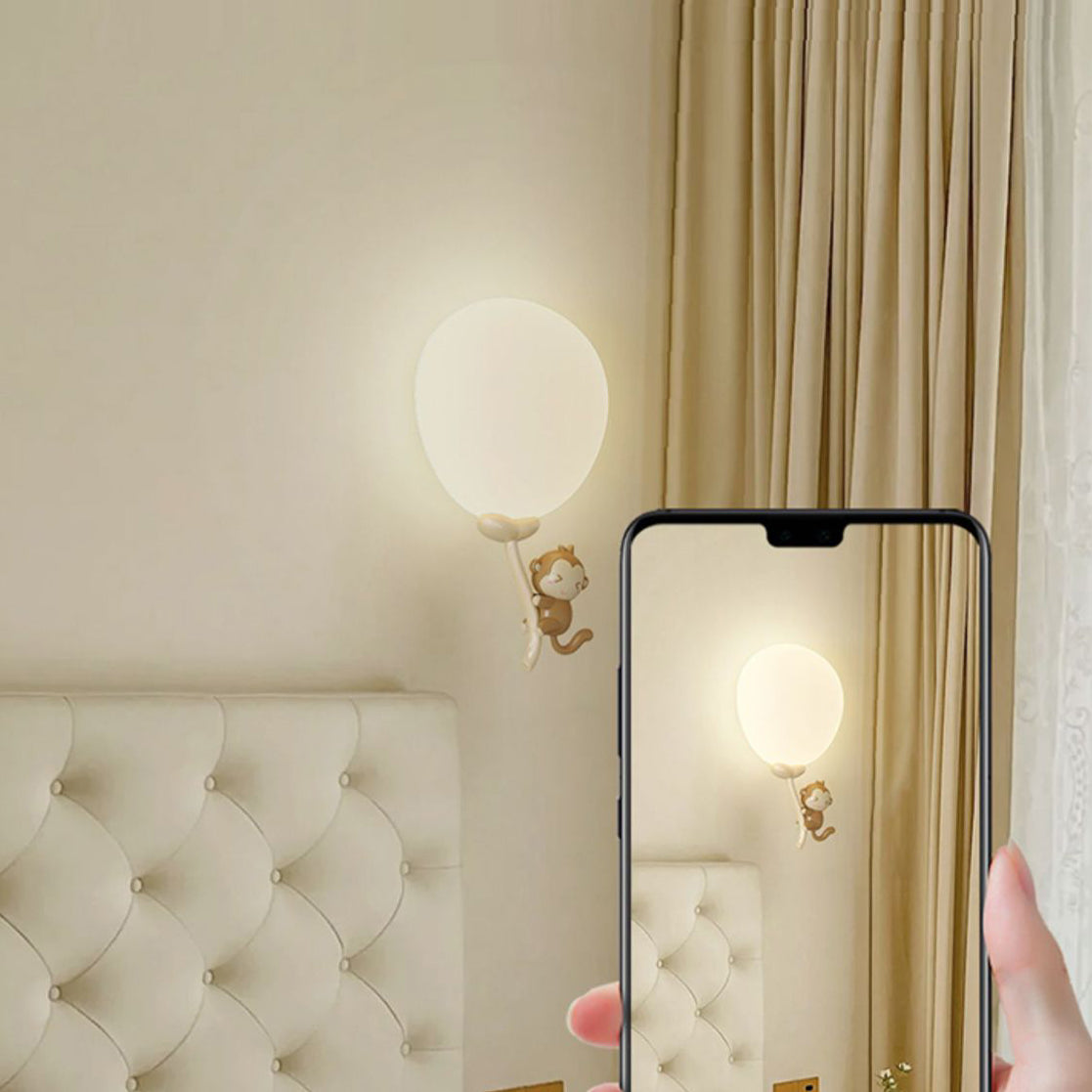 Cream Monkey Cow Spaceman Bear PE Iron LED Wall Sconce Lamp