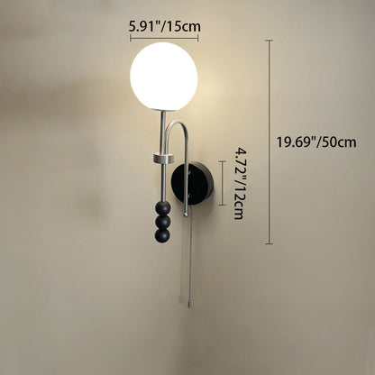Deco Iron Wood Glass Fabric 1-Light Wall Sconce Lamp