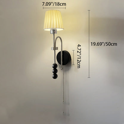 Deco Iron Wood Glass Fabric 1-Light Wall Sconce Lamp