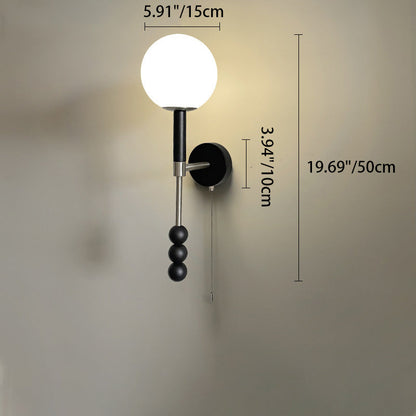 Deco Iron Wood Glass Fabric 1-Light Wall Sconce Lamp