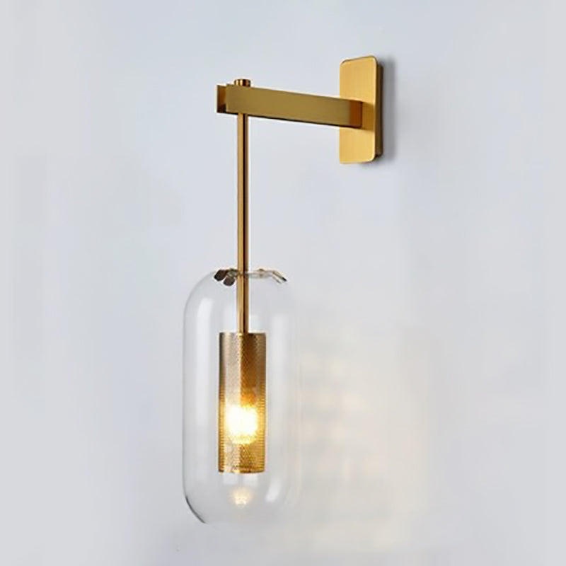 Scandinavian Stainless Steel Glass 1-Light Wall Sconce Lamp