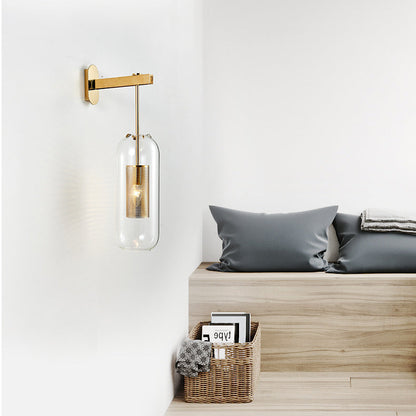 Scandinavian Stainless Steel Glass 1-Light Wall Sconce Lamp