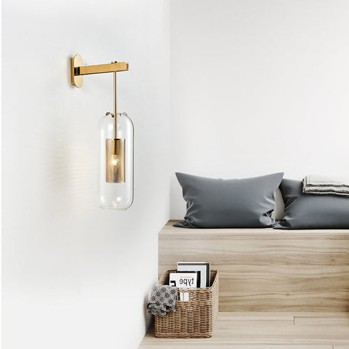 Scandinavian Stainless Steel Glass 1-Light Wall Sconce Lamp