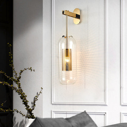Scandinavian Stainless Steel Glass 1-Light Wall Sconce Lamp