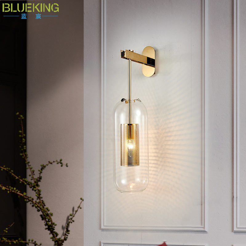Scandinavian Stainless Steel Glass 1-Light Wall Sconce Lamp
