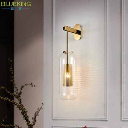 Scandinavian Stainless Steel Glass 1-Light Wall Sconce Lamp
