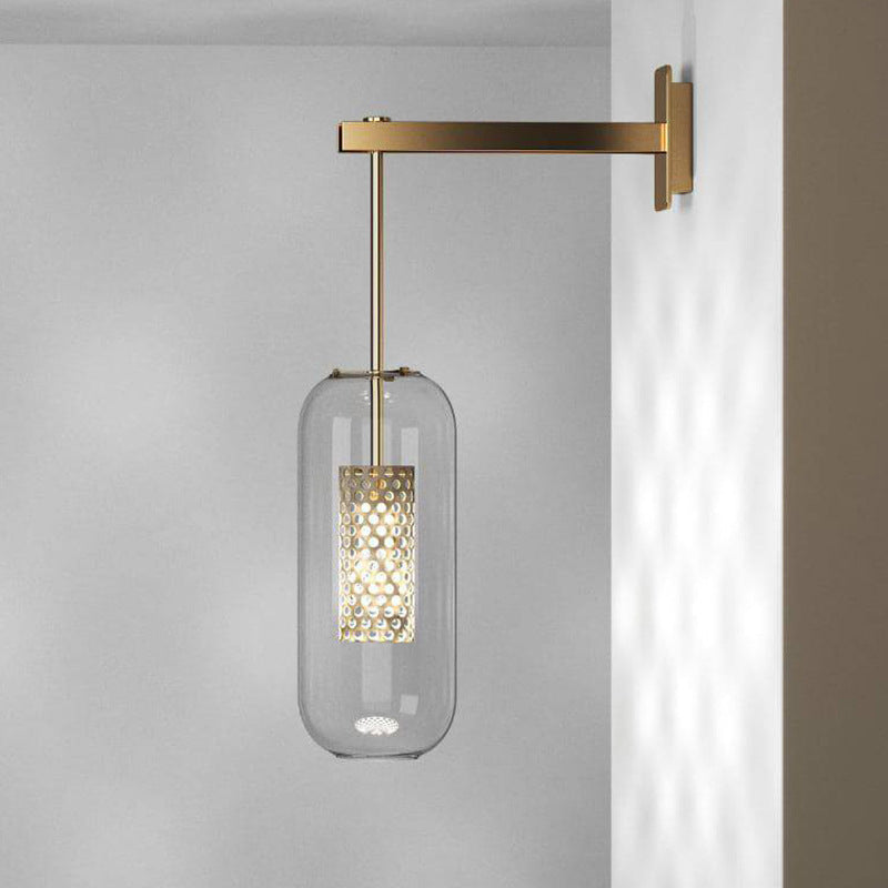 Scandinavian Stainless Steel Glass 1-Light Wall Sconce Lamp