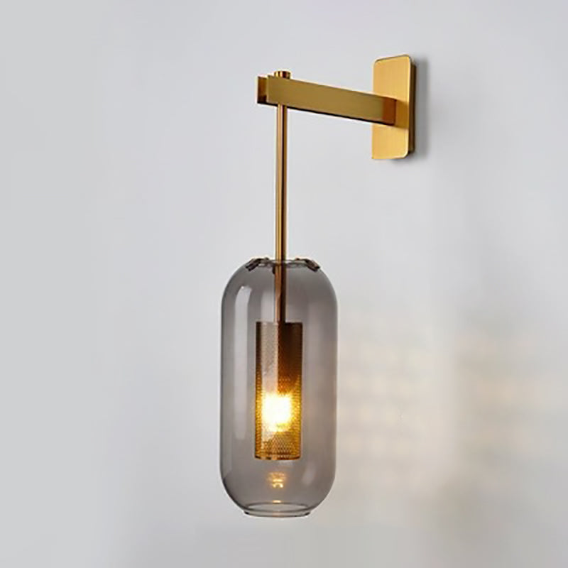 Scandinavian Stainless Steel Glass 1-Light Wall Sconce Lamp