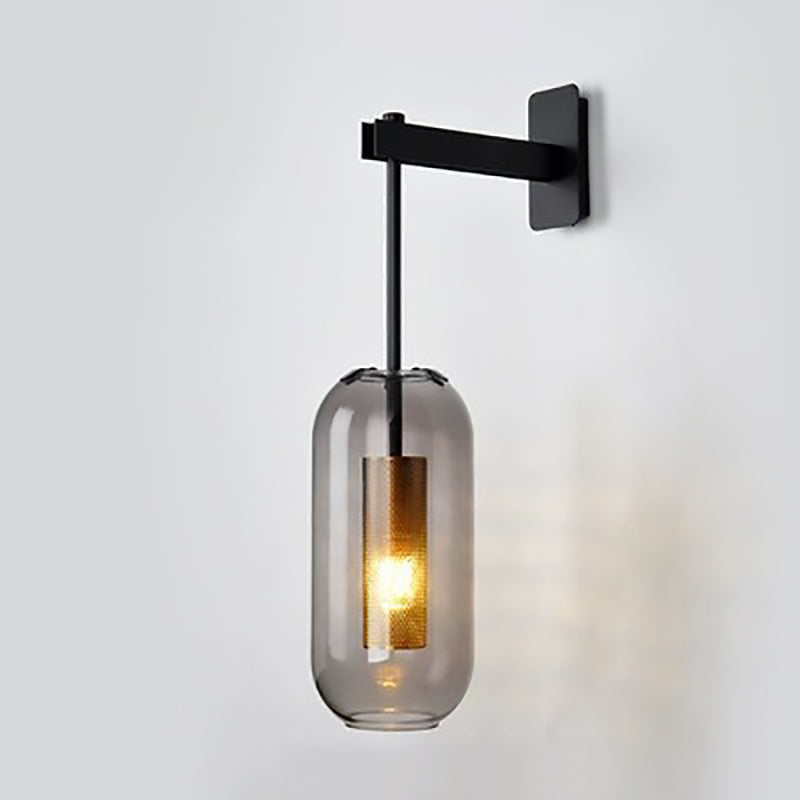 Scandinavian Stainless Steel Glass 1-Light Wall Sconce Lamp