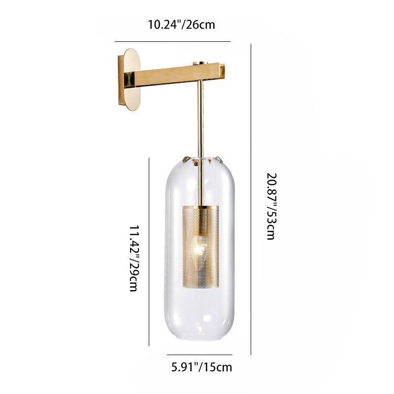 Scandinavian Stainless Steel Glass 1-Light Wall Sconce Lamp
