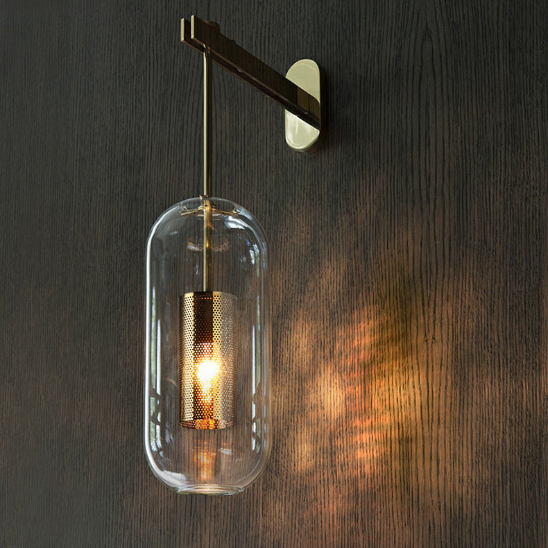 Scandinavian Stainless Steel Glass 1-Light Wall Sconce Lamp