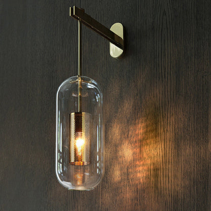 Scandinavian Stainless Steel Glass 1-Light Wall Sconce Lamp