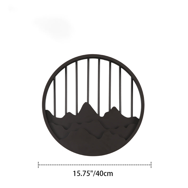 Chinese Mountain Round Iron LED Wall Sconce Lamp
