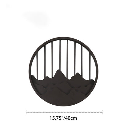 Chinese Mountain Round Iron LED Wall Sconce Lamp