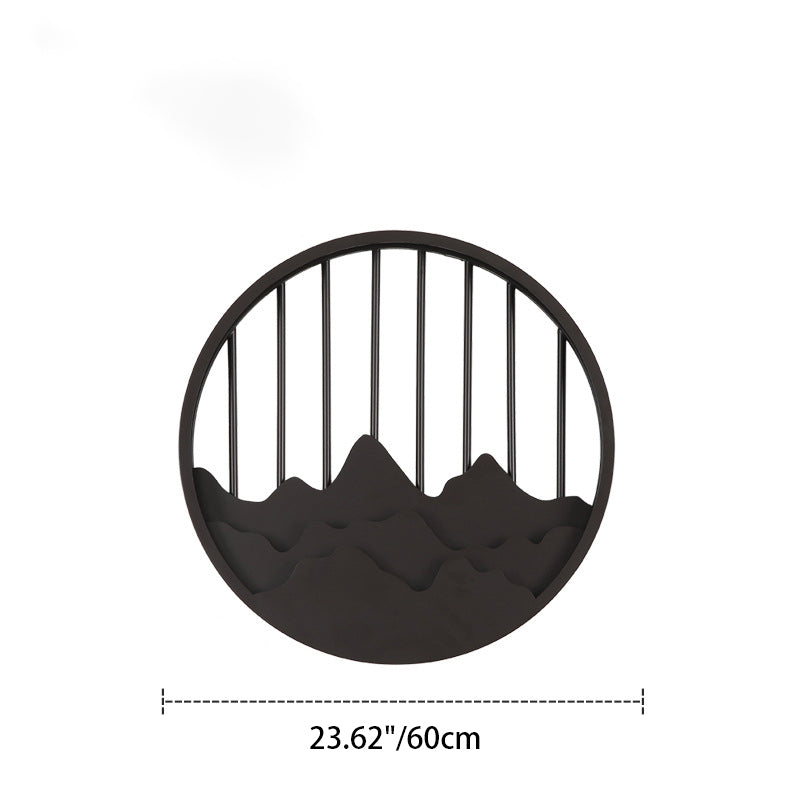 Chinese Mountain Round Iron LED Wall Sconce Lamp