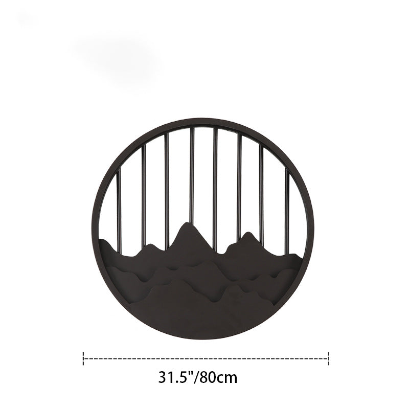 Chinese Mountain Round Iron LED Wall Sconce Lamp