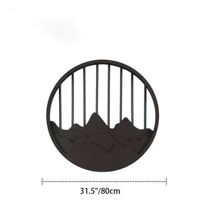 Chinese Mountain Round Iron LED Wall Sconce Lamp