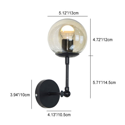 Scandinavian Bean Round Iron Glass 1-Light Wall Sconce Lamp