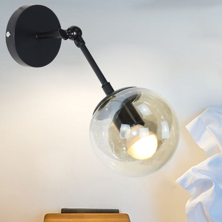 Scandinavian Bean Round Iron Glass 1-Light Wall Sconce Lamp